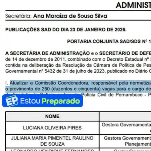 URGENTE! Novo Concurso PCPE vai ofertar 400 vagas! Relacionada